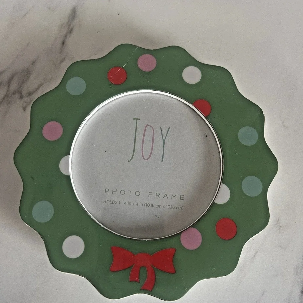 Christmas Wreath Picture Photo Frame Green Acrylic 6